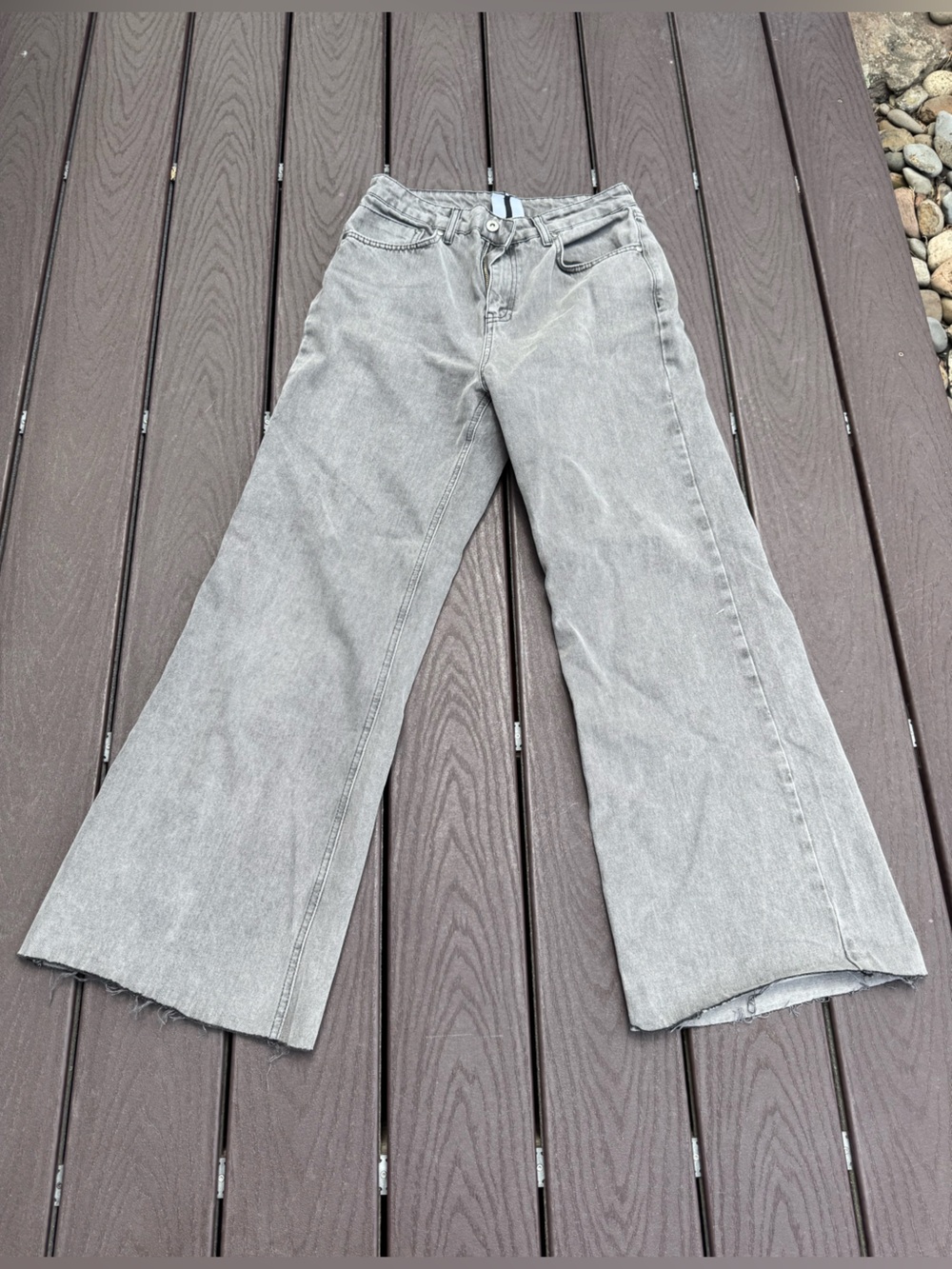 Ragged Priest Light Gray Cotton Wide-Leg Pants